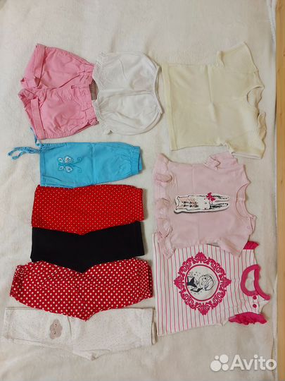 Летняя одежда для девочки 62-68, пакетом