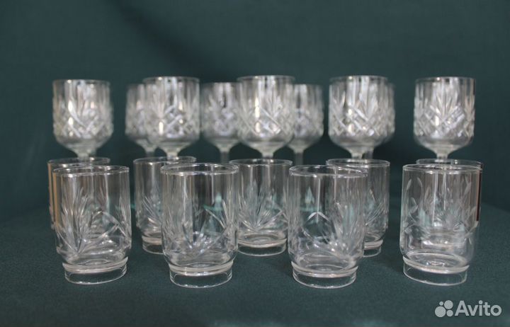 Хрустальные рюмки и стеклянные стопки 1976-1977 гг