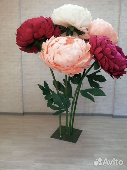Большие ростовые цветы Пионы для фотозоны и декора