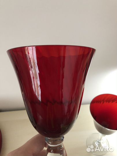 Бокалы Zara Home рифленые красное стекло