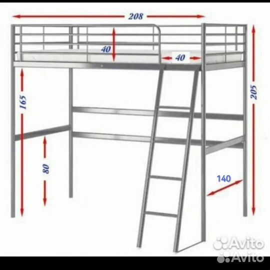 Кровать чердак IKEA тромсо 200*140 двуспальная