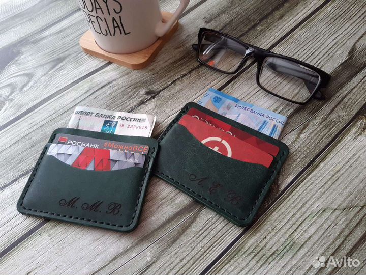 Картхолдер из натуральной кожи горизонтальный