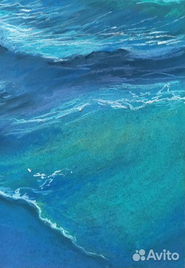 Картина море пастелью