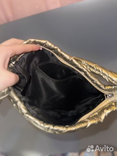 Золотой шоппер дутый