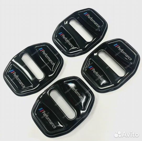 Накладки на дверные замки BMW черные (ромб, 4 шт.)