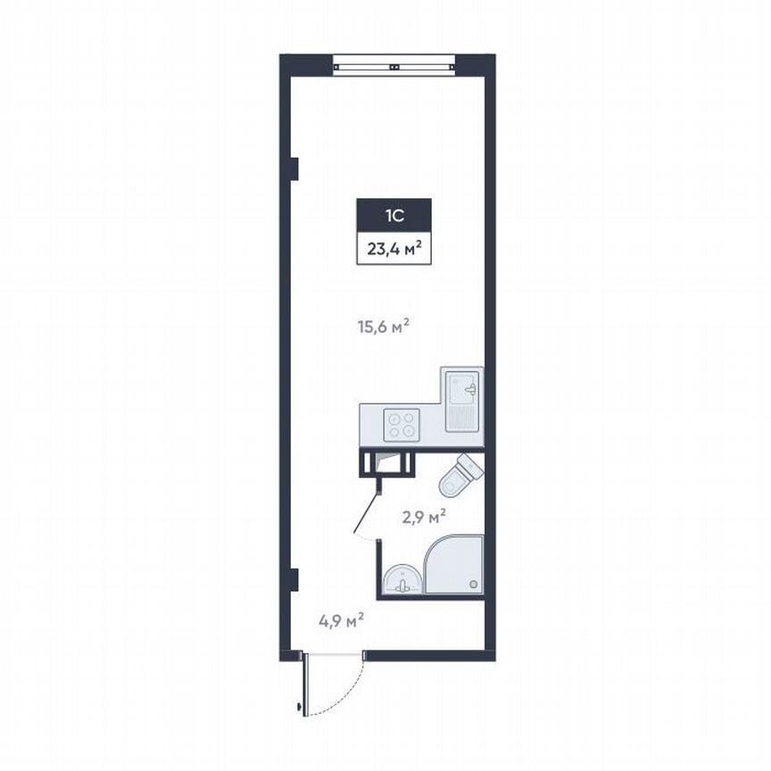 Квартира-студия, 23,4 м², 17/18 эт.
