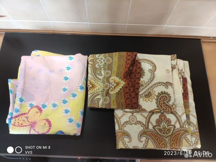 Отрезы х/б ткани, пододеяльник, простыни