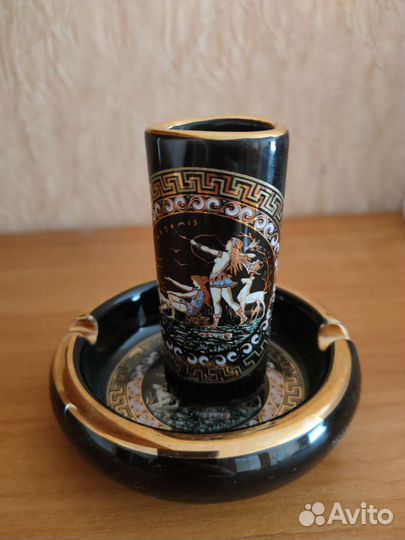 Набор пепельница и спичечница винтаж