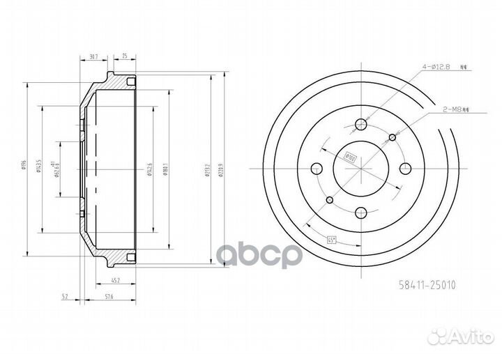 Барабан тормозной задний Hyundai (Accent 99-06)