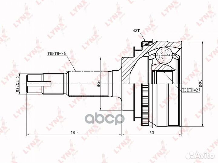 Шрус наружный с ABS toyota Avensis (T22) 2.0 97