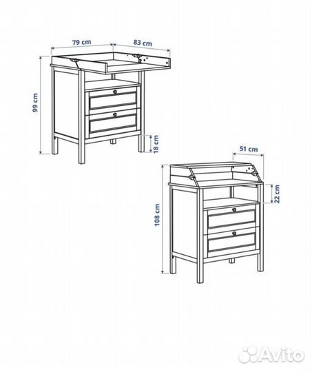 Пеленальный комод IKEA и кроватка лель