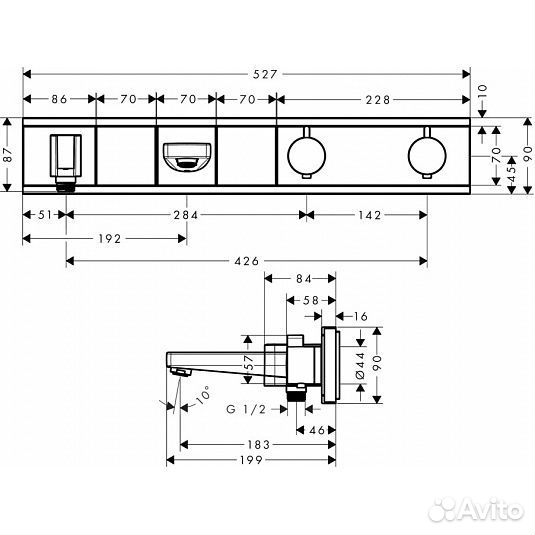 Термостат Hansgrohe RainSelect с 2 потребителями 1