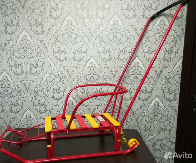 Новые Санки Ника Тимка 5 Комфорт с колесом Красные