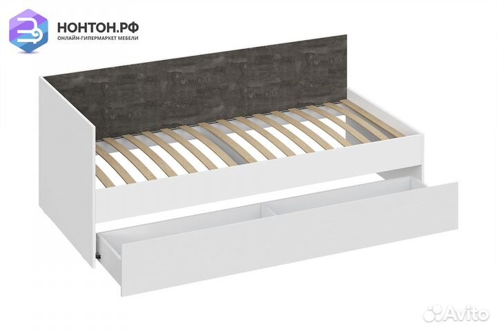 Кровать Анри белый текстурный / железный камень