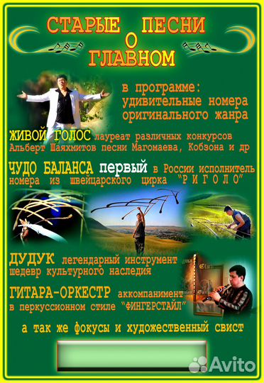 Дудук. Гитара. Вокал. Проведу концерт