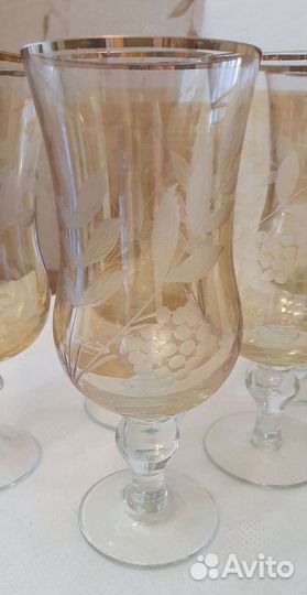 Фужеры/бокалы винтаж медовое стекло