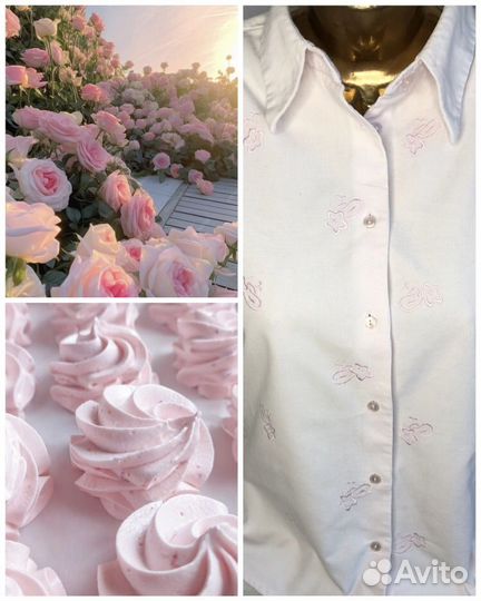 Рубашка из микровельвета нежно-розовая 44-46