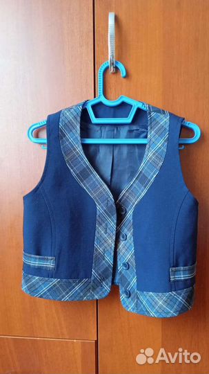 Сарафан, юбка, жилет. Синяя клетка, школьная форма