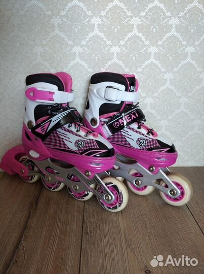 Детские ролики и защита 31-34 розовые