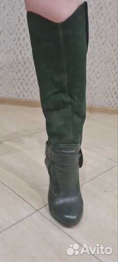 Сапоги женские замша, кожа