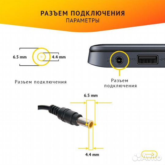 Блок питания для ноутбука Sony Vaio VGN-SZ, VGN-FZ