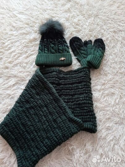 Комплект шапка, снуд, варежки