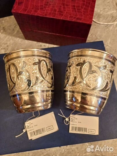 Набор серебряных стаканов на 210 млл. Кубачи