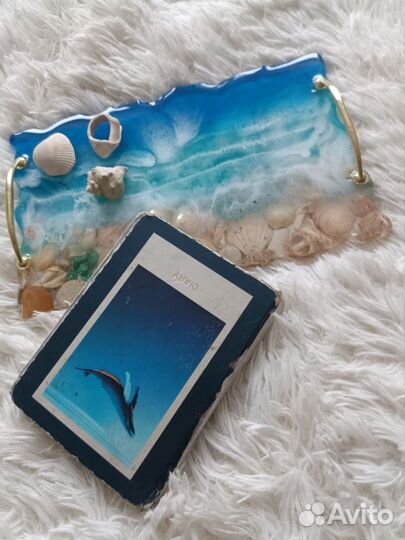 Поднос Море из эпоксидной смолы