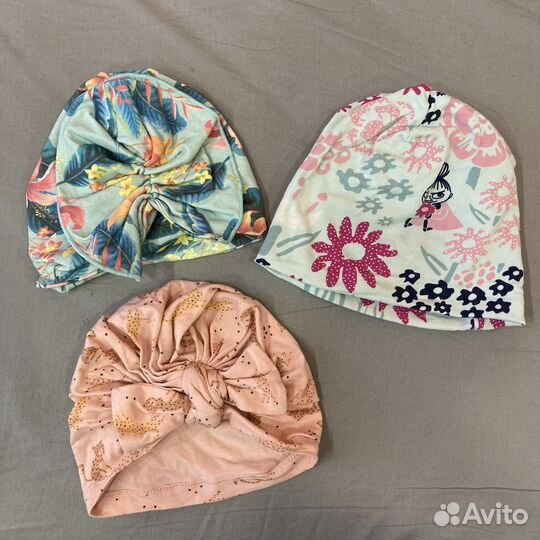 Хлопковые шапочки на девочку 2-3 года