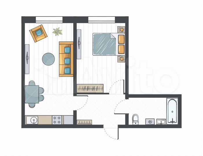 2-к. квартира, 45,6 м², 14/17 эт.