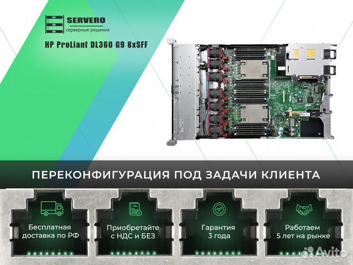 HP DL360 G9 8xSFF/2xE5-2643v3/20х16Gb/2x500WT