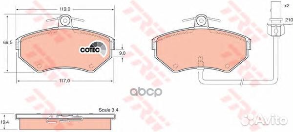 Колодки пер.audi A4 1.6 00 GDB1366 TRW