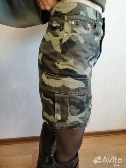 Мини юбка карго милитари 42 р-р