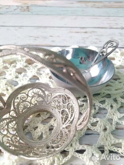 Мельхиоровая солонка СССР