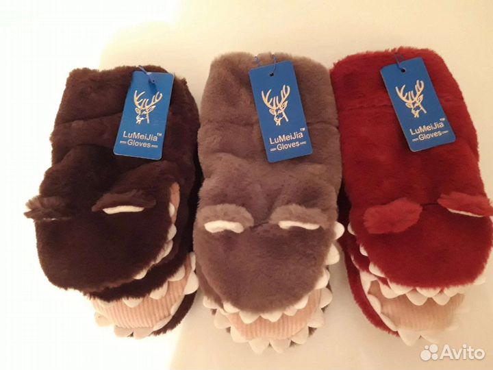 Варежки плюшевые крокодильчики