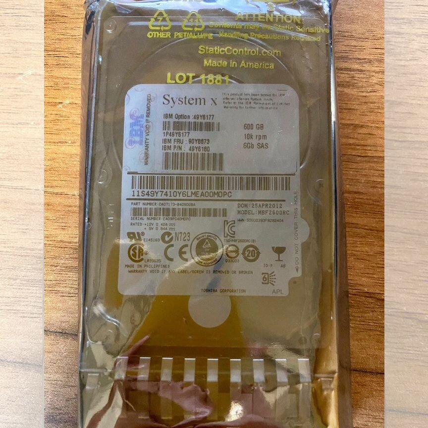 [49Y6177] Жесткий Диск Ibm 600gb Sas 2.5 10k 49y6177