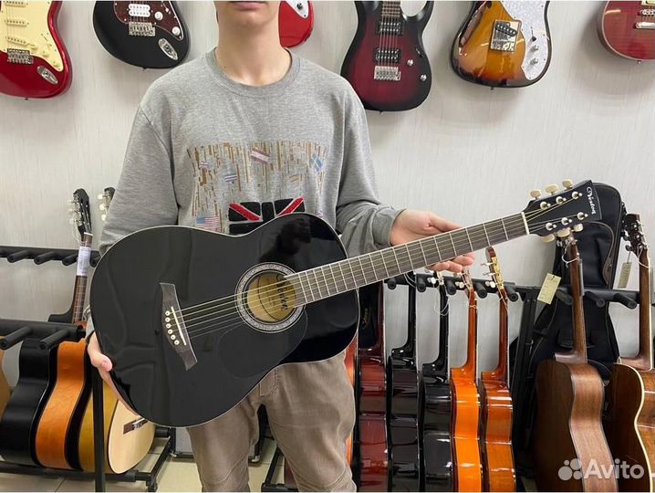 Veston F-38/BK - гитара акустическая, цвет чёрный