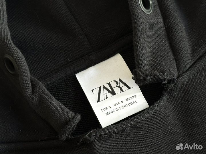 Толстовка худи Zara черная укороченная S