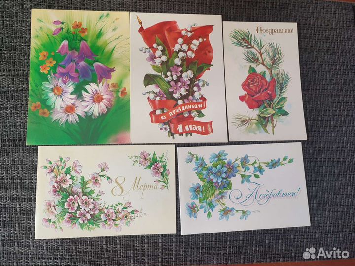 Открытки цветы СССР