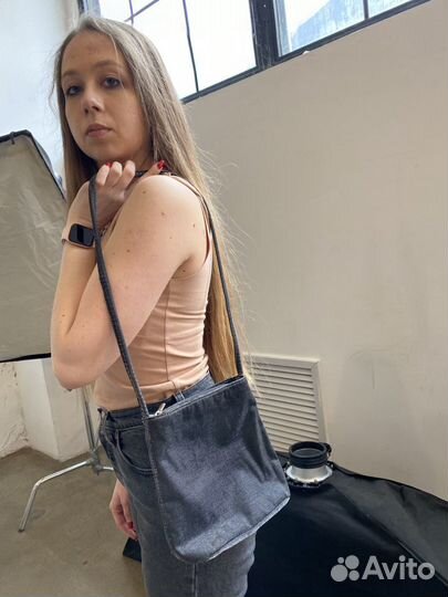 Серебряная итальянская сумка-мешочек