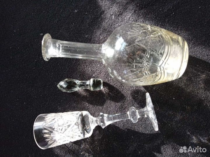 Антикварный графин с бокалом Мальцева. 19век