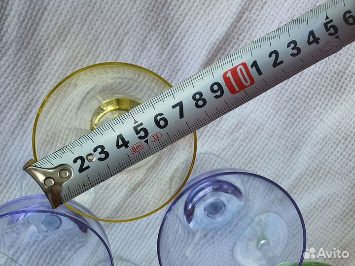 Фужеры цветные хрустальные Богемия, цена за все