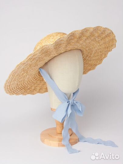 Шляпа соломенная White and Blue с широкими полями