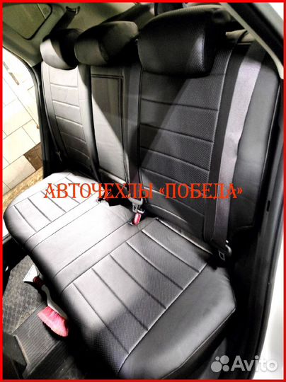 Чехлы Kia Seltos из экокожи чёрные Классика