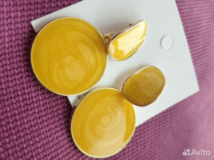 Серьги жёлтые, бижутерия