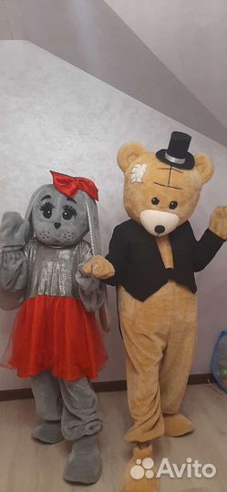 Поздравление ростовая кукла мишка Тедди зайка