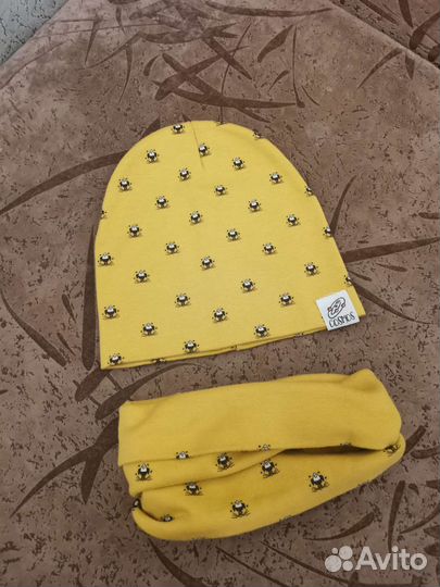 Комплект Шапка и шарфик весна на 2 - 3 года