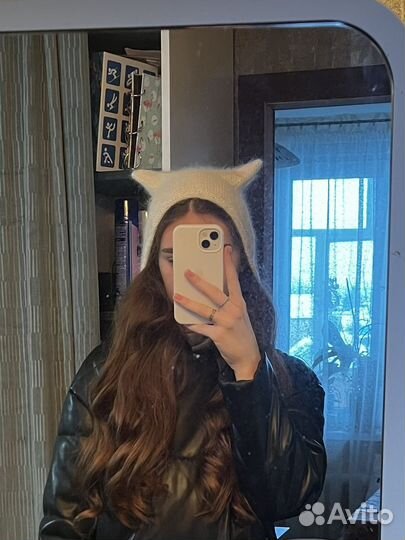 Шапка чепчик с ушками женская