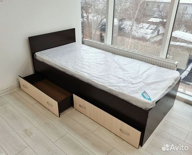 Кровать с матрасом 80х200 Марс с ящиками