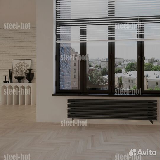 Горизонтальный дизайнерский радиатор Steel-Hot от